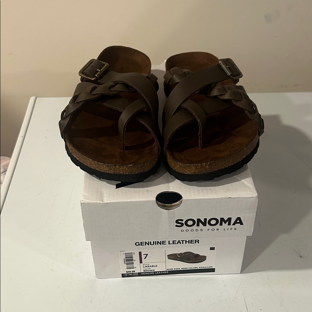 Sonoma Dark Brown Leather Sandals